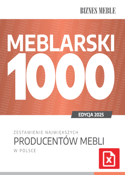 Okładka raportu Meblarski 1000 - zestawienie największych producentów mebli w Polsce edycja 2025 - wersja rozszerzona