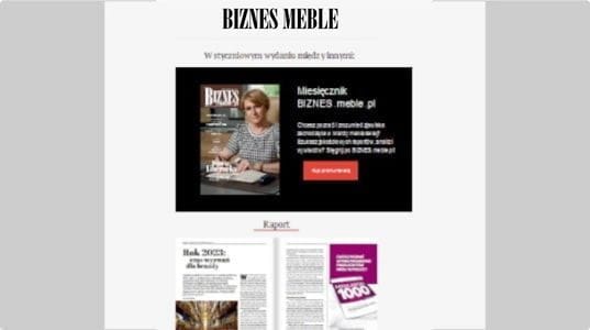 Wzór newslettera wydawniczego na portalu www.biznes-meble.pl - nowe logo 2025