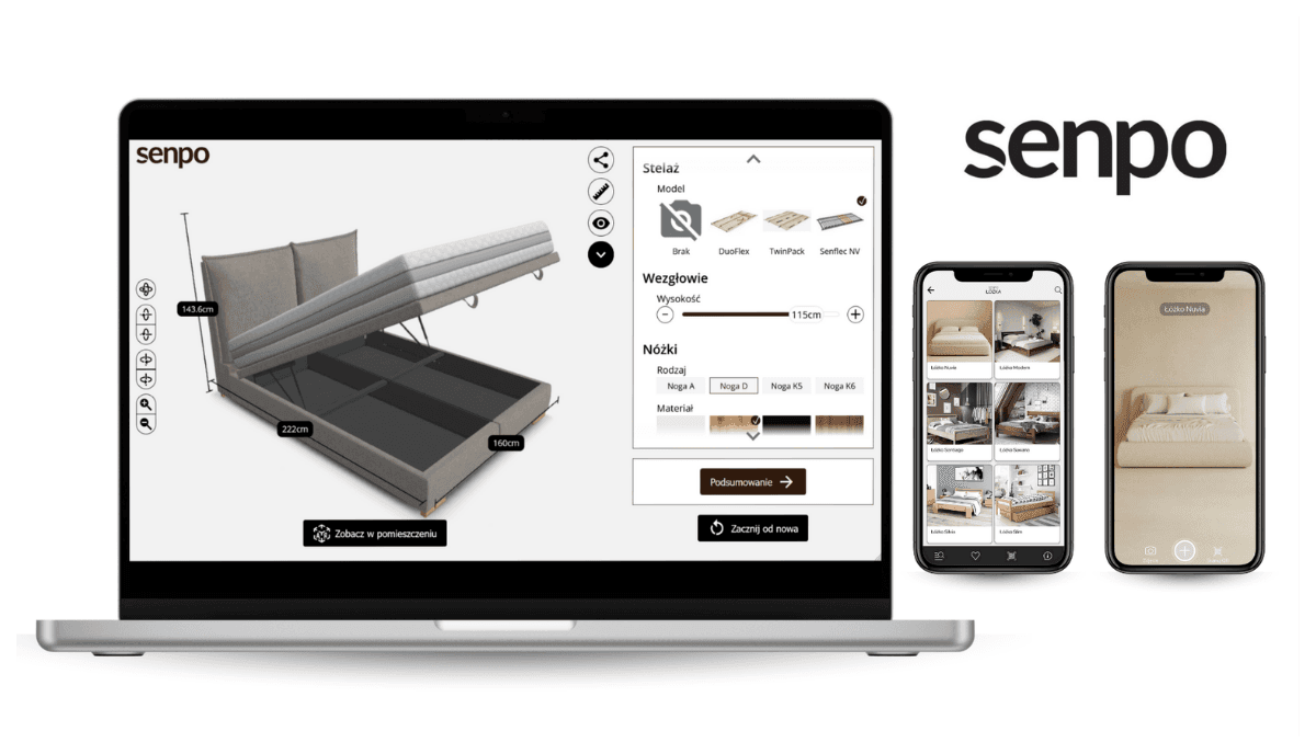 Interfejs konfiguratora 3D Senpo do personalizacji mebli