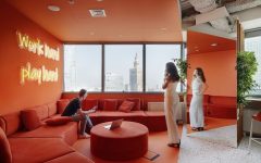 Biuro Fresha w budynku Central Tower na warszawskiej Ochocie, proj. SAAN Architekci. Fot. Tom Kurek.