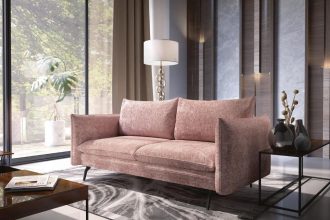 Sofa Akita w aranżacji quiet luxury z naturalną tkaniną i minimalistyczną formą
