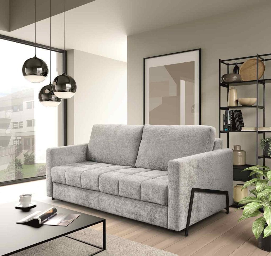 Sofa Angel, której producentem jest LIBRO, jest idealna nawet do mniejszych pomieszczeń, jednocześnie oferując pełną funkcjonalność rozkładanego łóżka.