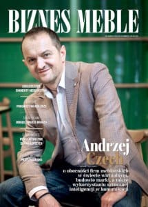 Okładka miesięcznika BIZNES MEBLE - wydanie styczeń 2026. Na okładce: Andrzej Czech, ekspert komunikacji i doradca biznesowy, założyciel Sfera Group, mentor, trener biznesu i autor publikacji branżowych. Fot. Łukasz Gawroński
