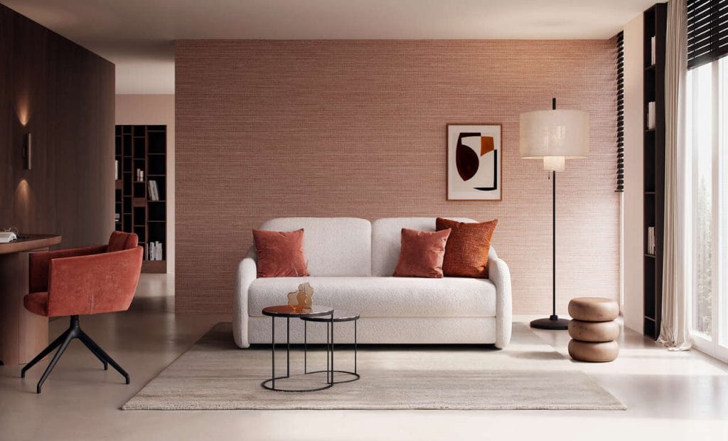 CLOUD to najnowsza sofa z funkcją spania marki ROM, która łączy innowacyjne wzornictwo, najwyższy komfort oraz funkcjonalność na miarę współczesnych wnętrz. Dzięki miękkim, organicznym liniom i subtelnie zaokrąglonym kształtom, mebel wpisuje się w najnowsze światowe trendy, wnosząc do każdego pomieszczenia lekkość, przytulność i elegancję. Sofa CLOUD oferuje dwa rodzaje podłokietników – o szerokości 10 lub 20 cm, możliwość dopasowania jednego z trzech włoskich mechanizmów spania, a także trzy rodzaje materacy do wyboru – miękki, średniomiękki lub twardszy, w zależności od preferowanego komfortu. Wszystkie materace wykonane są z wysokiej jakości pianki HR (minimum 40 kg/m³). Zdejmowane z materacy pokrowce ułatwiają utrzymanie czystości.