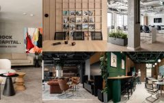 Od lewej: Rock Capital, w górnym rzędzie od lewej: GN Polska i Netcompany, w dolnym rzędzie od lewej: Decerto i KRUK. Wszystkie biura zaprojektowała pracownia BIT CREATIVE. Fot. Fotomohito.