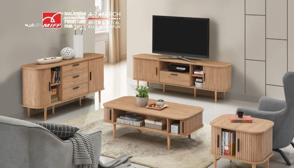 Meble mieszkaniowe ECOMATE SDN BHD prezentowane podczas MIFF 2026 w Kuala Lumpur