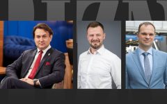 Od lewej: Tomasz Wiktorski, właściciel firmy B+R Studio, Piotr Garstka, dyrektor biura Polskiej Izby Gospodarczej Przemysłu Drzewnego i Michał Strzelecki, dyrektor Biura Ogólnopolskiej Izby Gospodarczej Producentów Mebli.