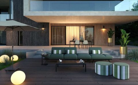 Elegancki zestaw outdoorowy Paradiso W205 marki KLER, której salon znajduje się na terenie Galerii Wnętrz DOMAR, ma modułową konstrukcję, pozwalającą dostosować układ do indywidualnych potrzeb.