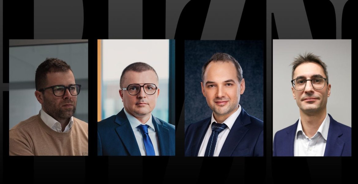 Od lewej: Maciej Has, autor książki „Made in Poland”, który na co dzień łączy polską produkcję mebli z firmami z zagranicy; Sebastian Błaszkiewicz, Head of Sales Excellence Univio, członek Rady Izby Gospodarki Elektronicznej; Maciej Nałęcz, analityk sektorowy w BNP Paribas Bank Polska; Adam Jagodziński, ekonomista w Biurze Analiz PFR SA, analityk prowadzący branżę meblarską.