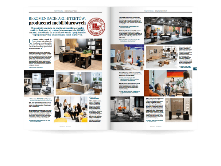 Miesięcznik BIZNES MEBLE - wydanie kwiecień 2026. Rozkład temat wydania.