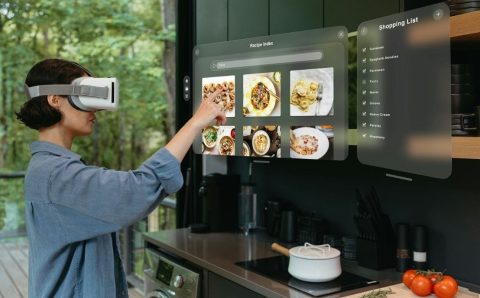 Interfejs smart home w kuchni przyszłości – zarządzanie przepisami i domem przez gesty w systemie Grenton i meblach Majewski.