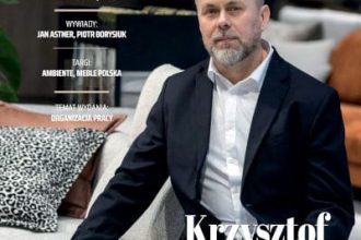 Okładka miesięcznika BIZNES MEBLE - wydanie kwiecień 2026. Na okładce: Krzysztof Zimny, zastępca Dyrektora Generalnego w Fabryce Mebli Benix, członek Rady Ogólnopolskiej Izby Gospodarczej Producentów Mebli. Fot. Tomasz Markowski.