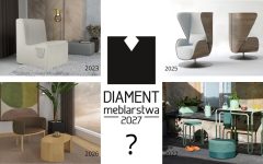 Laureaci w kategorii młody design: w górnym rzędzie (od lewej) Fotel Kazick - Olga Radwaniecka; U Chair - Mateusz Nierzwicki, w dolnym rzędzie (od lewej): Obio - Dominika Głowacka (Uniwersytet Przyrodniczy w Poznaniu); „na balkon!” - zestaw mebli i akcesoriów na balkony miejskie - Agnieszka Cieszanowska i Helena Wierzbowska.