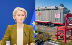 Od lewej: Ursula von der Leyen, przewodnicząca Komisji Europejskiej i XXXLutz Würzburg w Niemczech. Źródła: Komisja Europejska / Biuro prasowe XXXLutz.