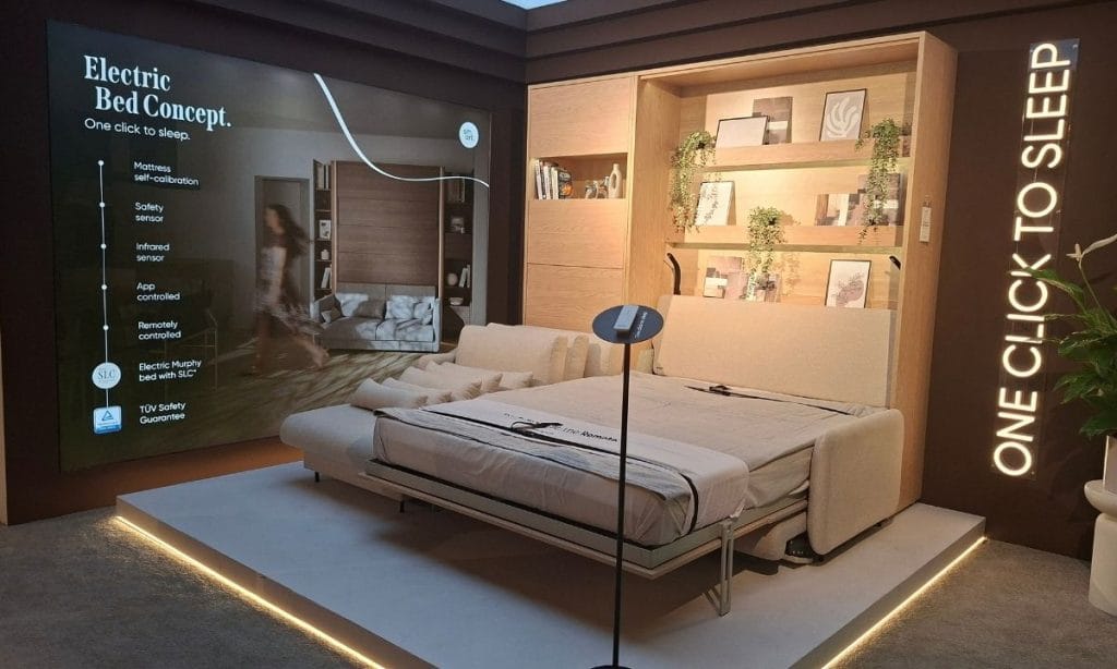 Elektrycznie rozkładane łóżko w szafie (Electric Bed Concept) marki Lenart zaprezentowane na M.O.W. 2026.