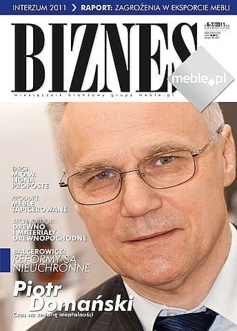 Okładka miesięcznika BIZNES.meble.pl - wydanie czerwiec-lipiec 2011. Piotr Domański, prezes Zarządu IMA Polska Fot. Tomasz Markowski
